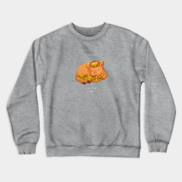 Sleepy Highland Cattle Crewneck Sweatshirt by You Miichi